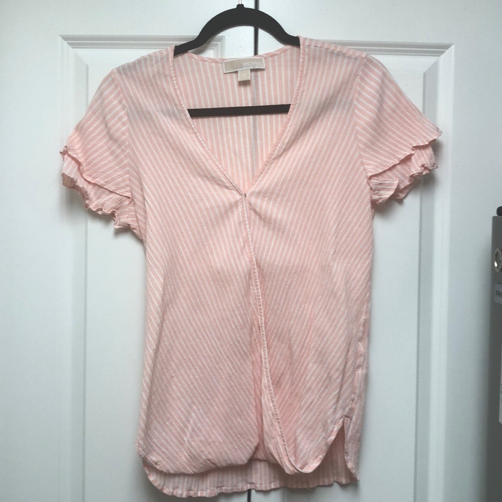 Michael Kors pink/white stripe blouse